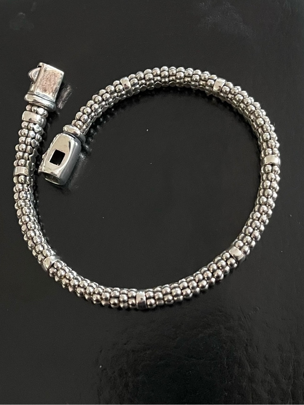 Stunning LAGOS Signature Sterling Silver Caviar Station Bracelet M! - Picture 8 of 16